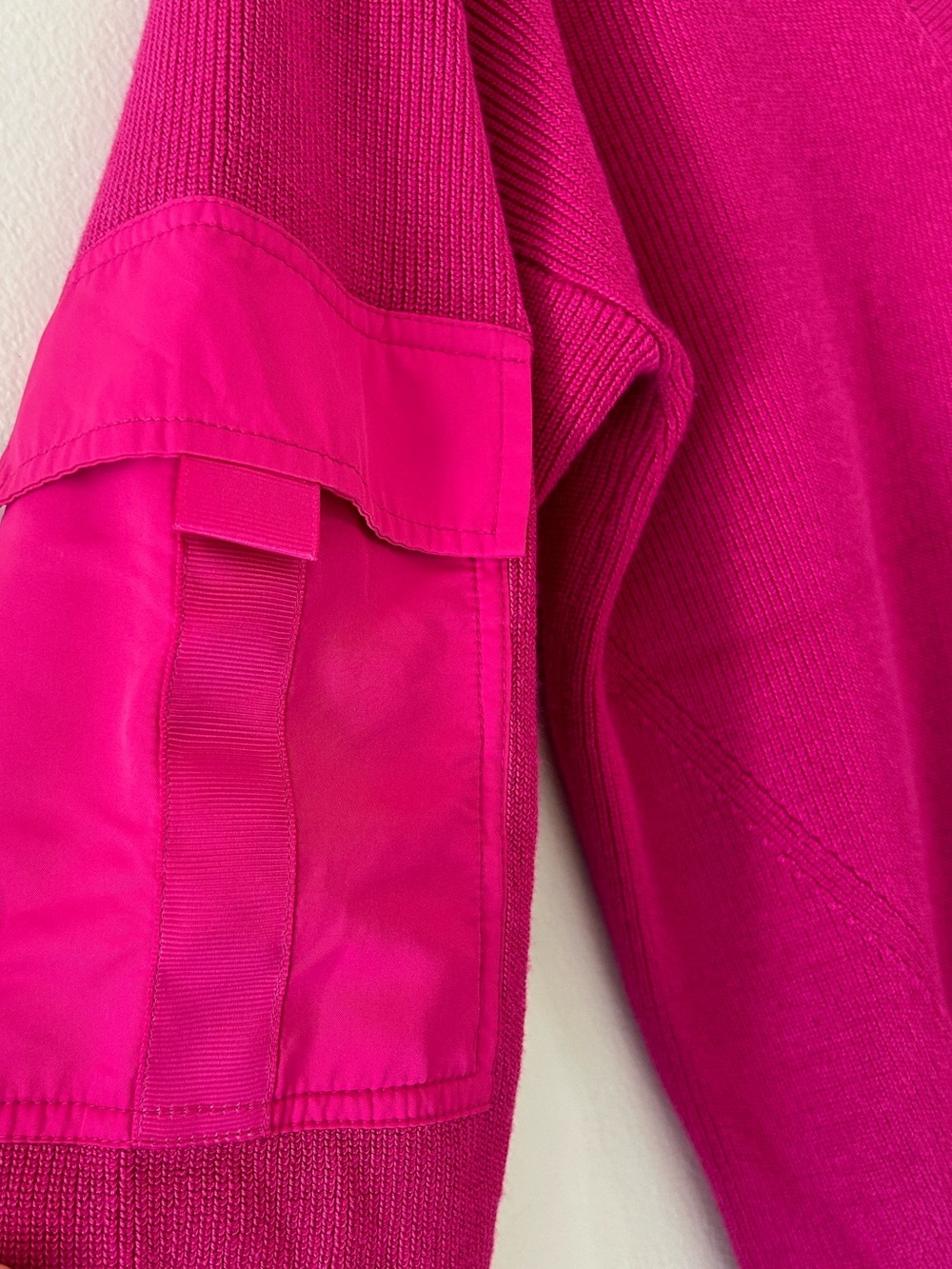DKNY Women's V-Neck Sweater in Bright Fuchsia Pink - Picture 2 of 9